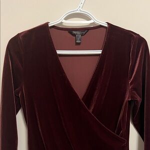 Banana Republic Velvet Wrap Bodysuit - Deep Burgundy